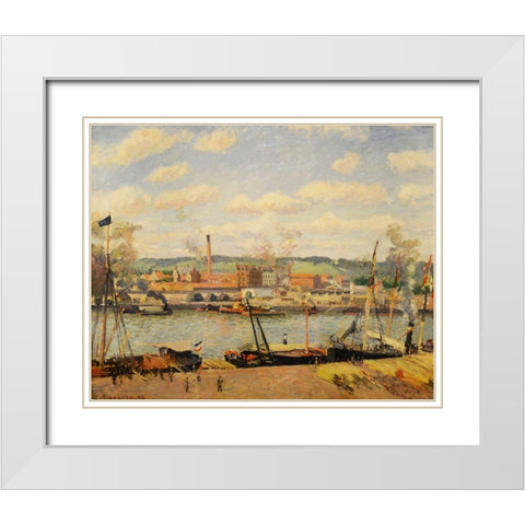 View on the cotton mill of Oiseel near Rouen White Modern Wood Framed Art Print with Double Matting by Pissarro, Camille