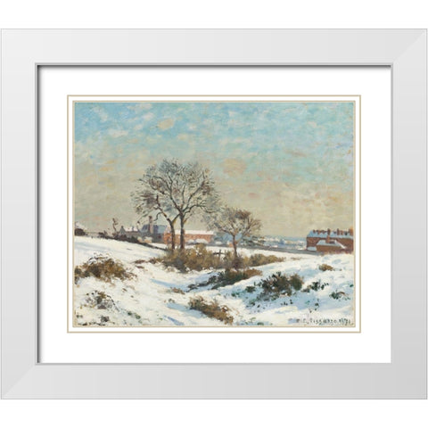 Snowy Landscape at South Norwood White Modern Wood Framed Art Print with Double Matting by Pissarro, Camille