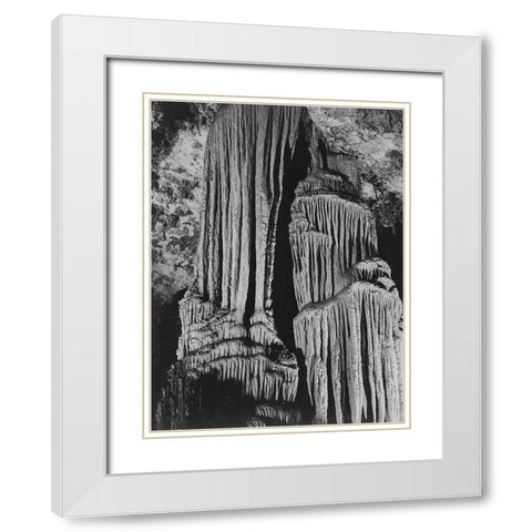 Rock formations in the Kings Chamber. Carlsbad Caverns National Park New Mexico White Modern Wood Framed Art Print with Double Matting by Adams, Ansel