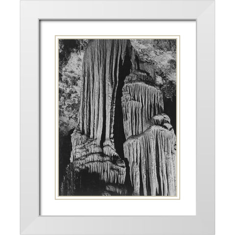 Rock formations in the Kings Chamber. Carlsbad Caverns National Park New Mexico White Modern Wood Framed Art Print with Double Matting by Adams, Ansel