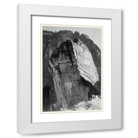 Rock formation-Light Sky Zion National Park-Utah White Modern Wood Framed Art Print with Double Matting by Adams, Ansel