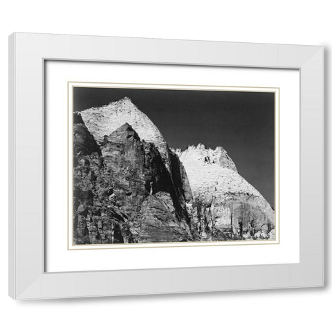 Rock formation-Night Sky Zion National Park-Utah White Modern Wood Framed Art Print with Double Matting by Adams, Ansel
