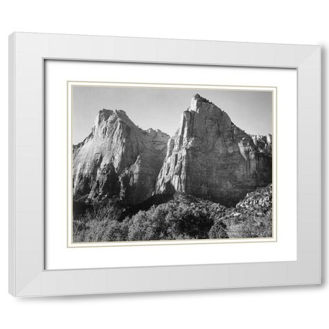 Court of the Patriarchs-Zion National Park-Utah White Modern Wood Framed Art Print with Double Matting by Adams, Ansel