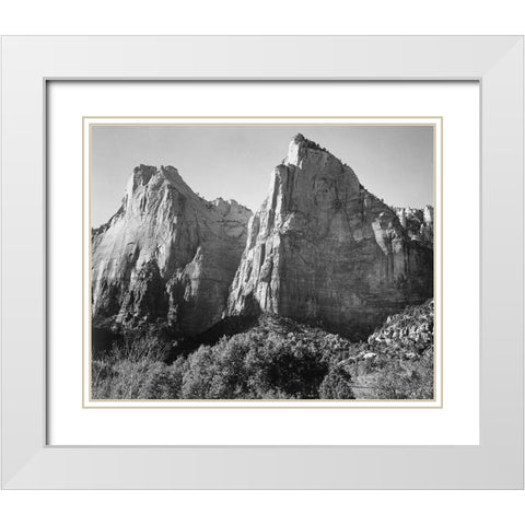 Court of the Patriarchs-Zion National Park-Utah White Modern Wood Framed Art Print with Double Matting by Adams, Ansel