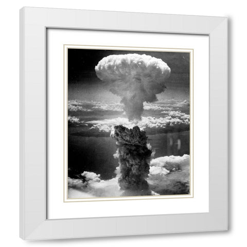 The atomic cloud over Nagasaki White Modern Wood Framed Art Print with Double Matting by Levy, Charles