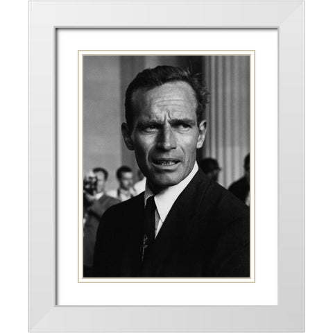 Actor Charlton Heston at the Civil Rights March in Washington-D.C 1963 White Modern Wood Framed Art Print with Double Matting by U.S. Archives
