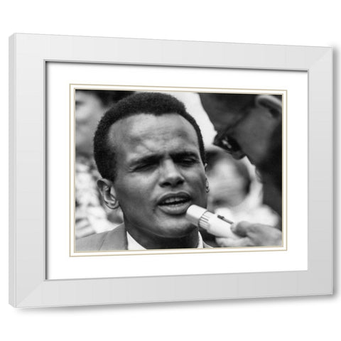 Harry Belafonte at the Civil Rights March in Washington-D.C 1963 White Modern Wood Framed Art Print with Double Matting by U.S. Archives