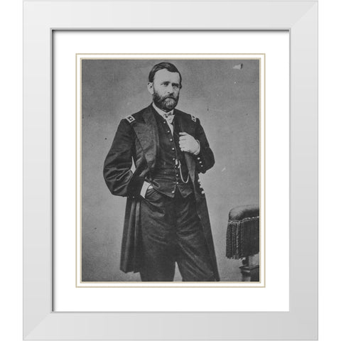 Gen. U.S. Grant White Modern Wood Framed Art Print with Double Matting by Brady, Matthew