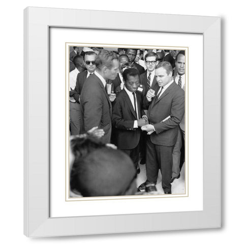 Heston Baldwin Brando Civil Rights March 1963 White Modern Wood Framed Art Print with Double Matting by U.S. Archives