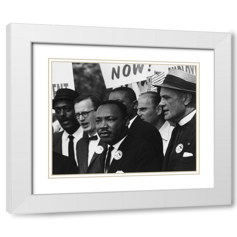 Martin Luther King Jr. during the 1963 March on Washington White Modern Wood Framed Art Print with Double Matting by Scherman, Rowland