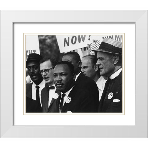 Martin Luther King Jr. during the 1963 March on Washington White Modern Wood Framed Art Print with Double Matting by Scherman, Rowland
