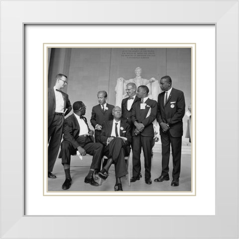 Leaders of the Civil Rights March on Washington-D.C. White Modern Wood Framed Art Print with Double Matting by U.S. Archives