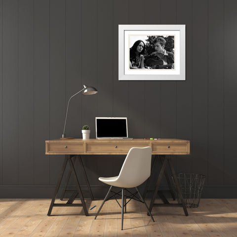 Joan Baez and Bob Dylan at the Civil Rights March in Washington-D.C 1963 White Modern Wood Framed Art Print with Double Matting by Scherman, Rowland