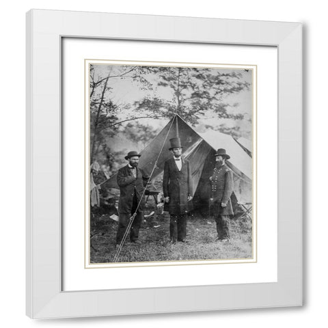 President Lincoln-Allan Pinkerton-and Maj. Gen. John A. McCleland White Modern Wood Framed Art Print with Double Matting by U.S. Archives