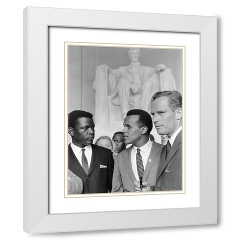 Poitier Belafonte Heston Civil Rights March 1963 White Modern Wood Framed Art Print with Double Matting by U.S. Archives