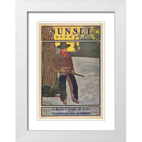 Thanksgiving Number, November White Modern Wood Framed Art Print with Double Matting by Sunset Magazine