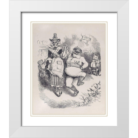 A Merry Christmas White Modern Wood Framed Art Print with Double Matting by Nast, Thomas