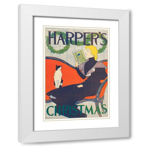 Harpers, Christmas White Modern Wood Framed Art Print with Double Matting by Penfield, Edward