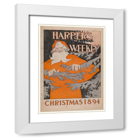 Christmas 1894 White Modern Wood Framed Art Print with Double Matting by Harper''s Weekly