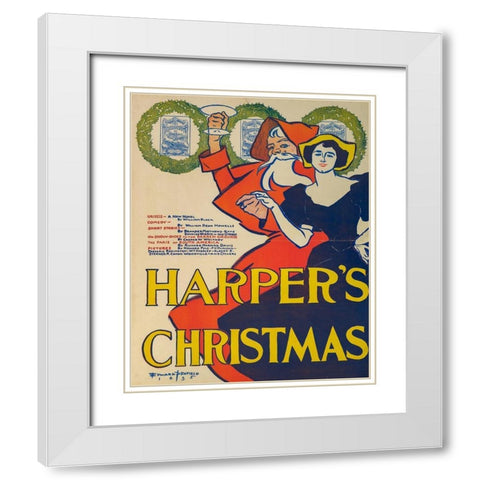 Harpers Christmas 1895 White Modern Wood Framed Art Print with Double Matting by Penfield, Edward