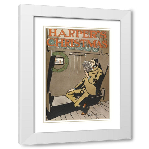 Harpers Christmas 1897 White Modern Wood Framed Art Print with Double Matting by Penfield, Edward