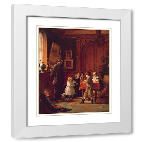 Christmas Time, The Blodgett Family White Modern Wood Framed Art Print with Double Matting by Johnson, Eastman