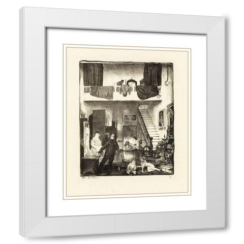 The Studio, Christmas 1916 White Modern Wood Framed Art Print with Double Matting by Bellows, George