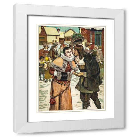New Years Day in Old New York White Modern Wood Framed Art Print with Double Matting by Christmas Number of The Graphic