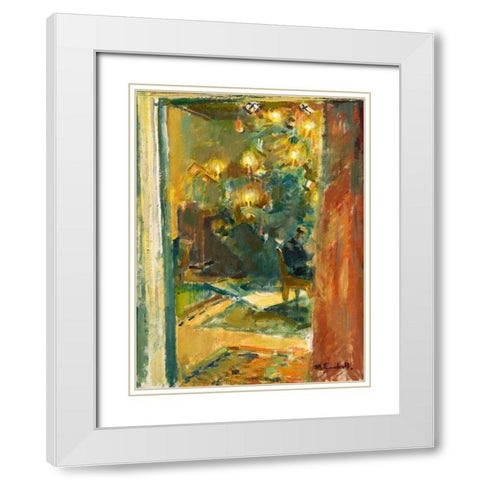Christmas Tree in the Hall of Kilo Mansion White Modern Wood Framed Art Print with Double Matting by Enckell, Magnus