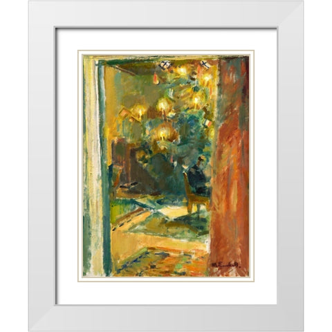 Christmas Tree in the Hall of Kilo Mansion White Modern Wood Framed Art Print with Double Matting by Enckell, Magnus