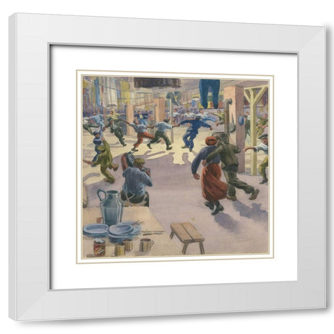 Christmas Eve in Geissen Camp White Modern Wood Framed Art Print with Double Matting by Nantel, Arthur