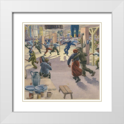 Christmas Eve in Geissen Camp White Modern Wood Framed Art Print with Double Matting by Nantel, Arthur