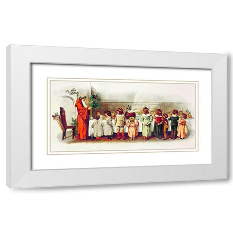 Santa Claus with children White Modern Wood Framed Art Print with Double Matting by Manning, Eliza F