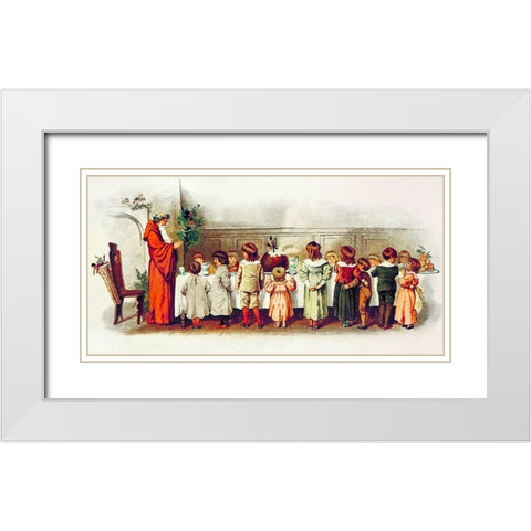 Santa Claus with children White Modern Wood Framed Art Print with Double Matting by Manning, Eliza F