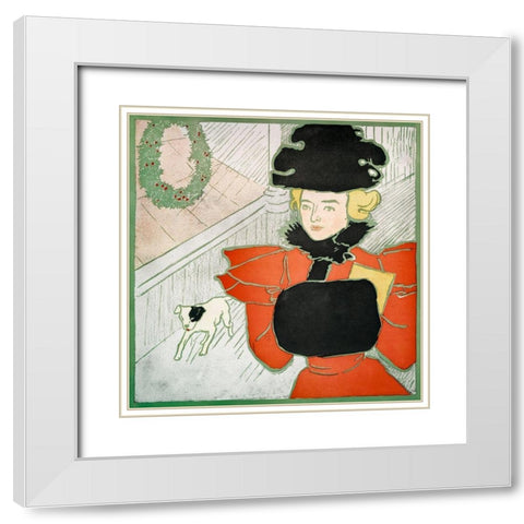 Vintage Christmas Card White Modern Wood Framed Art Print with Double Matting by Penfield, Edward