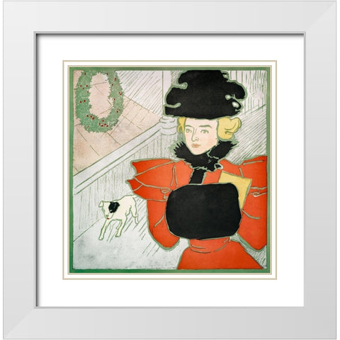 Vintage Christmas Card White Modern Wood Framed Art Print with Double Matting by Penfield, Edward