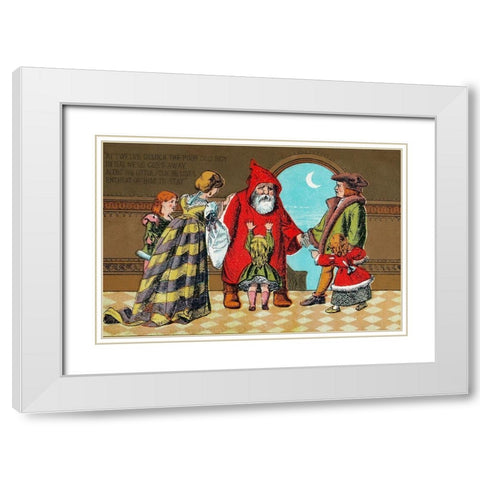 Father Christmas and His Little Friend White Modern Wood Framed Art Print with Double Matting by Marcus Ward & Co