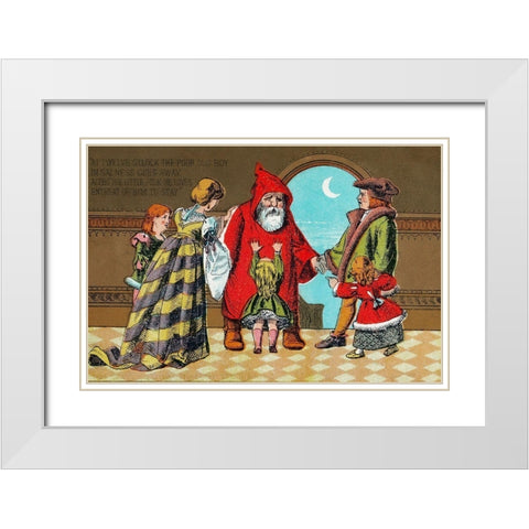 Father Christmas and His Little Friend White Modern Wood Framed Art Print with Double Matting by Marcus Ward & Co