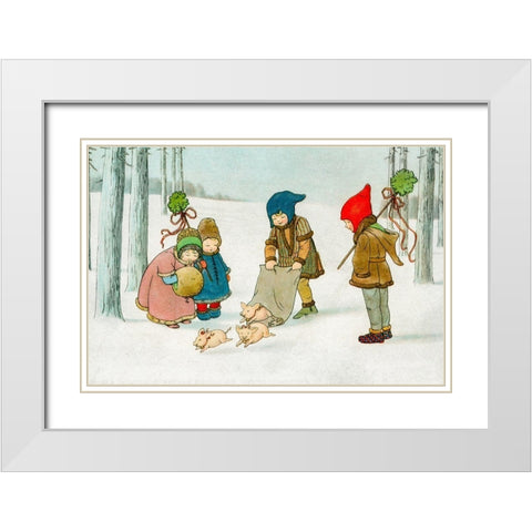 Joyeux Noel White Modern Wood Framed Art Print with Double Matting by Ebner, Pauli