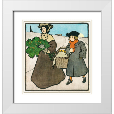 Vintage Christmas Card  White Modern Wood Framed Art Print with Double Matting by Penfield, Edward