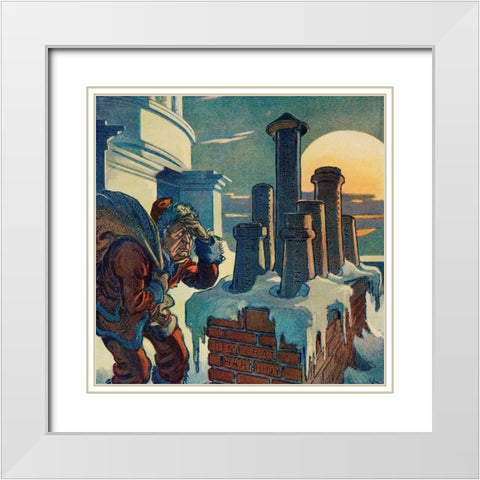 On the Democratic Roof White Modern Wood Framed Art Print with Double Matting by J. Ottman Lithographic Company