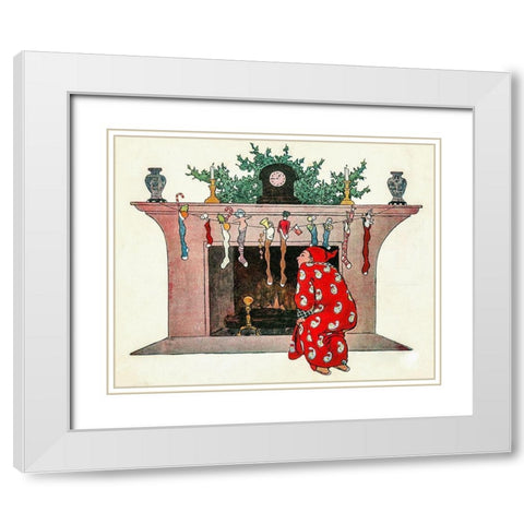 And Giving a Nod, Up the Chimney He Rose White Modern Wood Framed Art Print with Double Matting by Smith, Jessie Wilcox