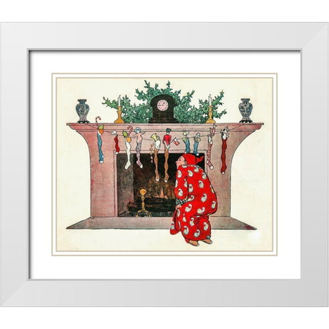 And Giving a Nod, Up the Chimney He Rose White Modern Wood Framed Art Print with Double Matting by Smith, Jessie Wilcox