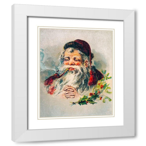 Vintage Santa Claus Illustration White Modern Wood Framed Art Print with Double Matting by McLoughlin Brothers