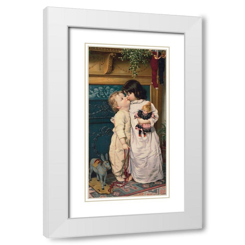 Under the Mistletoe White Modern Wood Framed Art Print with Double Matting by Library of Congress