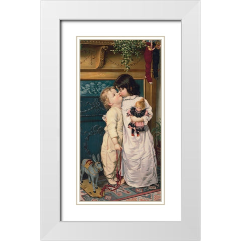 Under the Mistletoe White Modern Wood Framed Art Print with Double Matting by Library of Congress