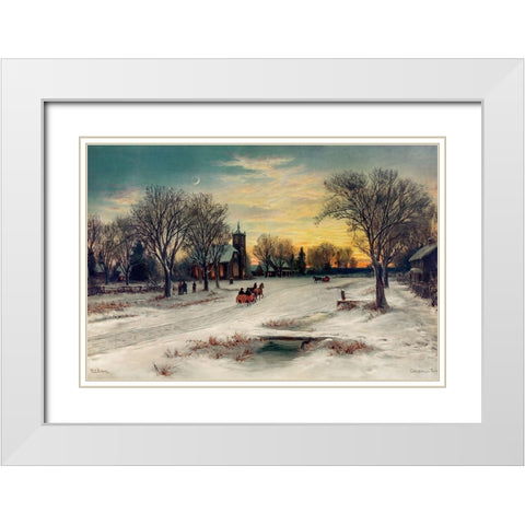 Christmas Eve White Modern Wood Framed Art Print with Double Matting by Bauer, W. C.