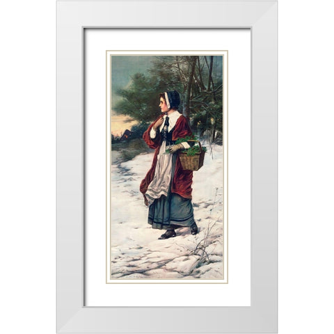 Christmas Morning White Modern Wood Framed Art Print with Double Matting by American Lithographic Co