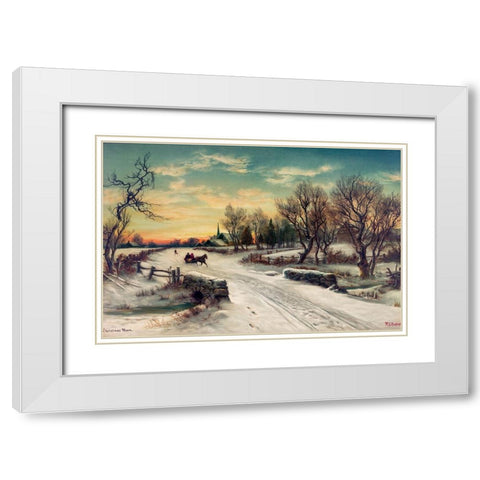 Christmas Morn  White Modern Wood Framed Art Print with Double Matting by Bauer, W. C.
