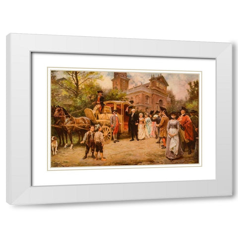 General Washington at Christ Church-Easter Sunday-1795 White Modern Wood Framed Art Print with Double Matting by Ferris, Jean Leon Gerome